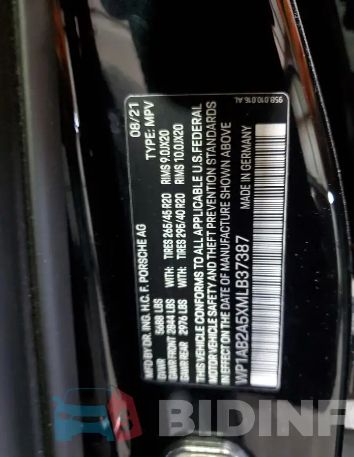 WP1AB2A5XMLB37387 Photo# 12