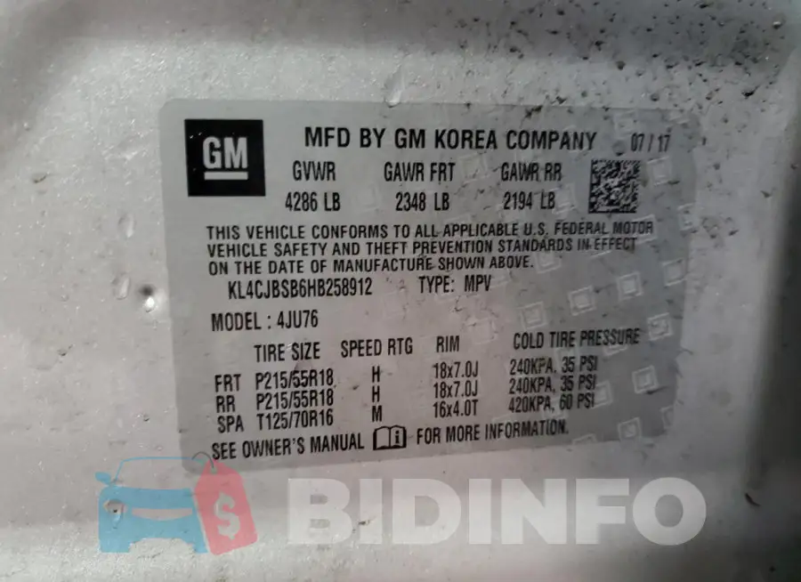 KL4CJBSB6HB258912 Photo# 13