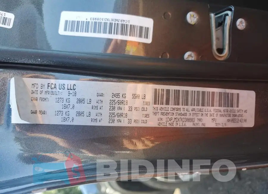 1C4PJMDX7KD308983 Photo# 13