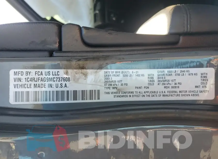 1C4RJFAG9MC737608 Photo# 12