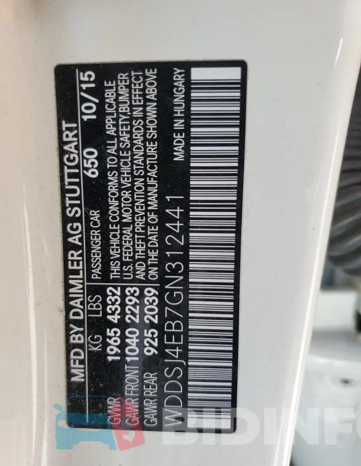 WDDSJ4EB7GN312441 Photo# 12