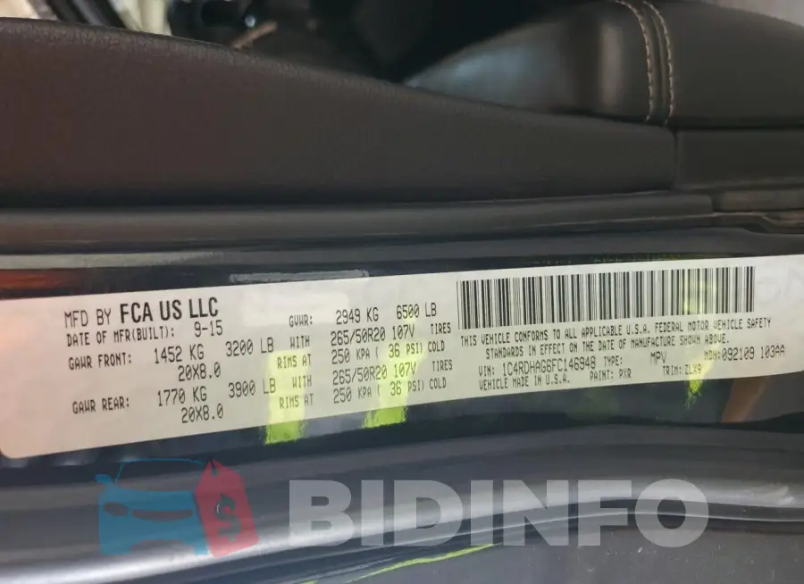 1C4RDHAG6FC146948 Photo# 13