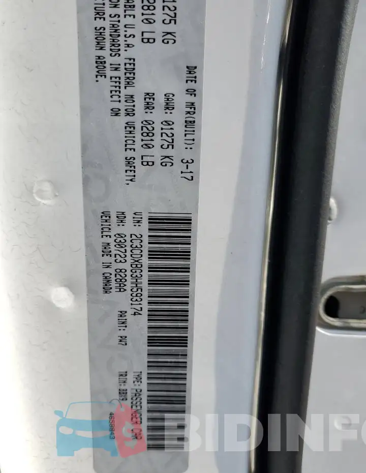 2C3CDXBG3HH593174 Photo# 12