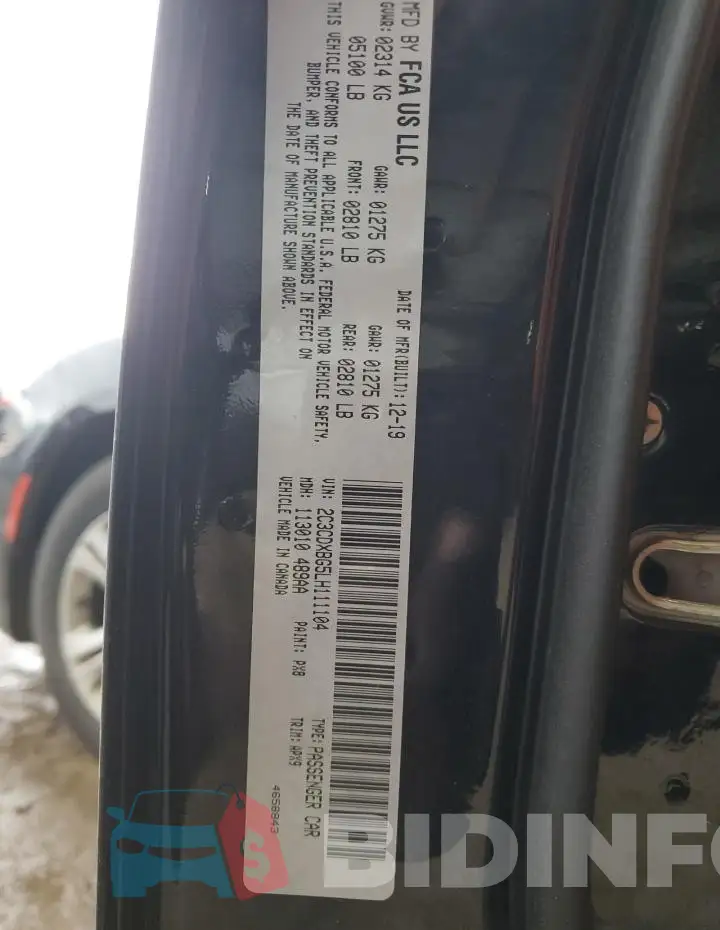 2C3CDXBG5LH111104 Photo# 12