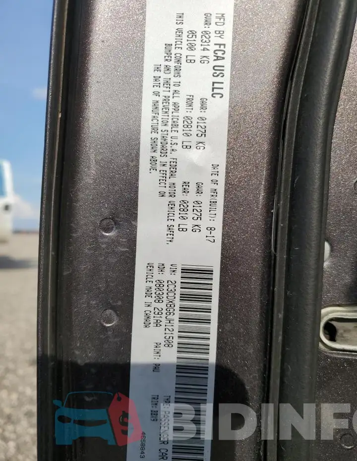 2C3CDXBG6JH121508 Photo# 14