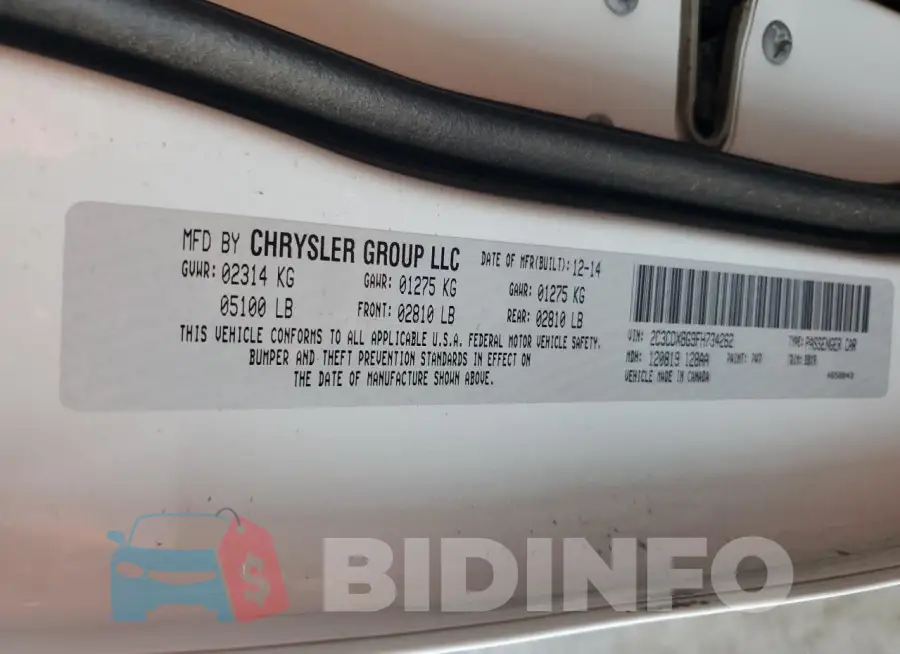 2C3CDXBG9FH734262 Photo# 12