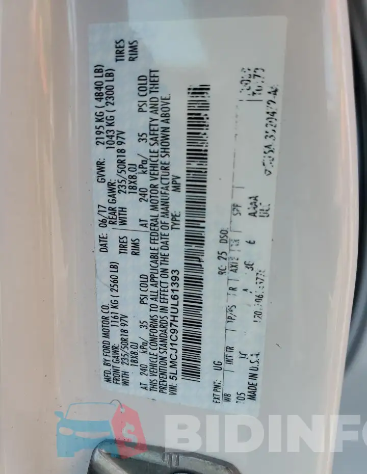 5LMCJ1C97HUL61393 Photo# 12
