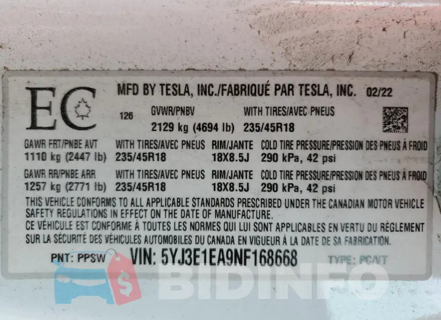 5YJ3E1EA9NF168668 Photo# 13