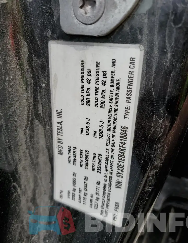 5YJ3E1EB4KF418046 Photo# 12