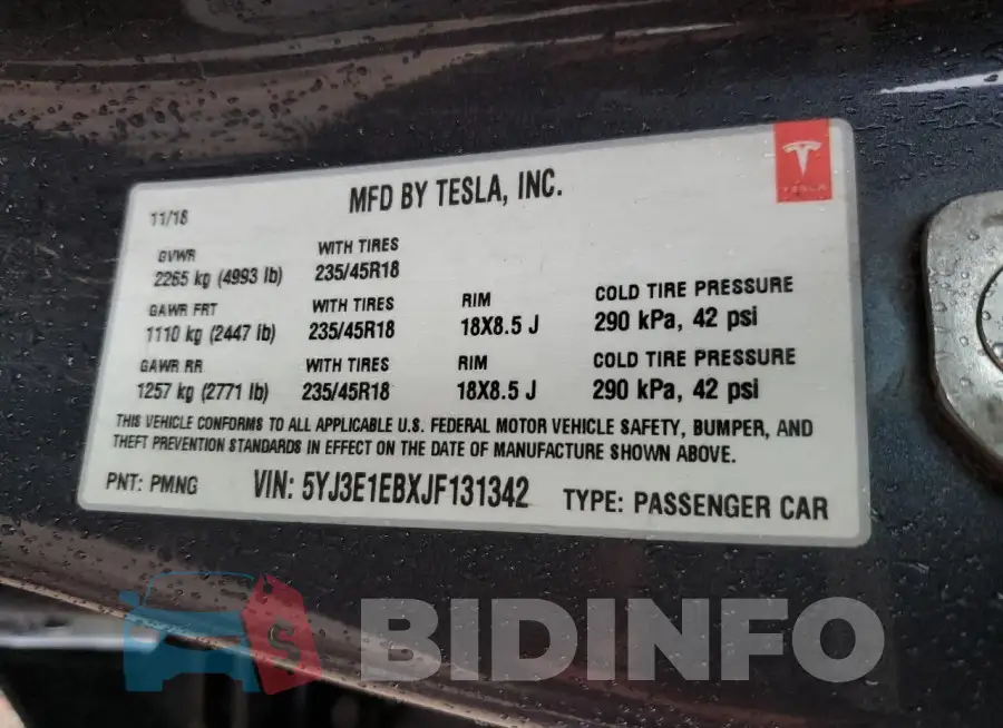 5YJ3E1EBXJF131342 Photo# 12