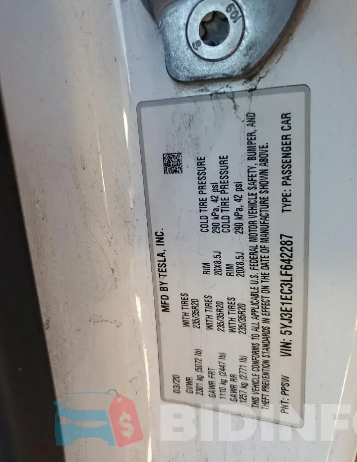 5YJ3E1EC3LF642287 Photo# 12