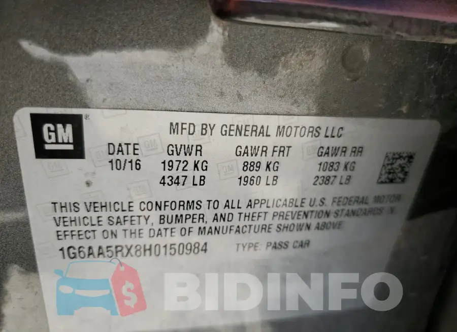 1G6AA5RX8H0150984 Photo# 12
