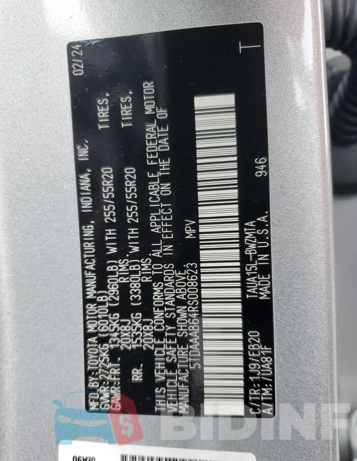 5TDAAAB64RS008623 Photo# 14