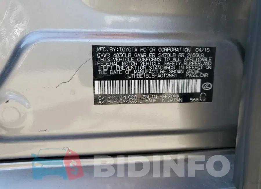 JTHBE1BL5FA012881 Photo# 12
