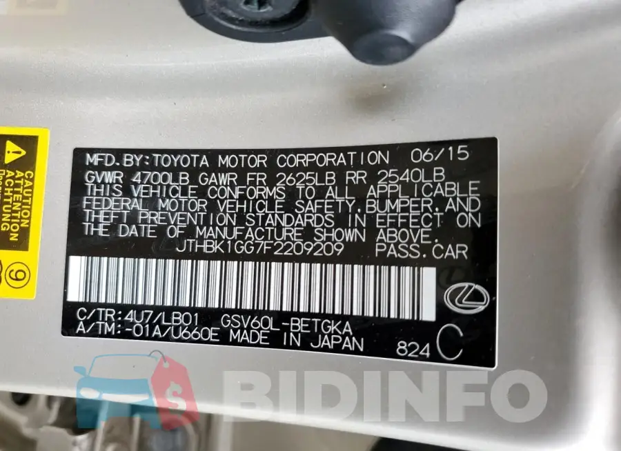 JTHBK1GG7F2209209 Photo# 13