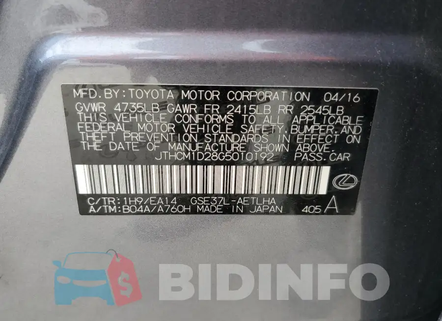 JTHCM1D28G5010192 Photo# 13