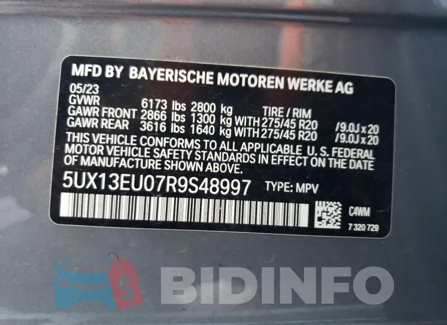 5UX13EU07R9S48997 Photo# 14
