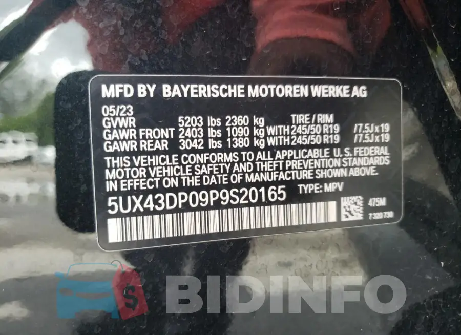 5UX43DP09P9S20165 Photo# 13