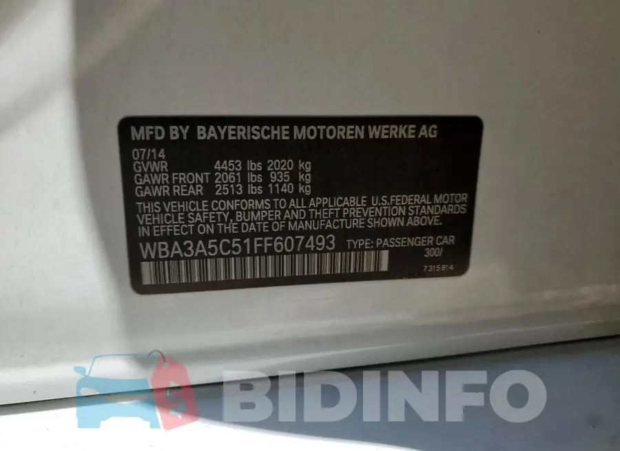 WBA3A5C51FF607493 Photo# 12