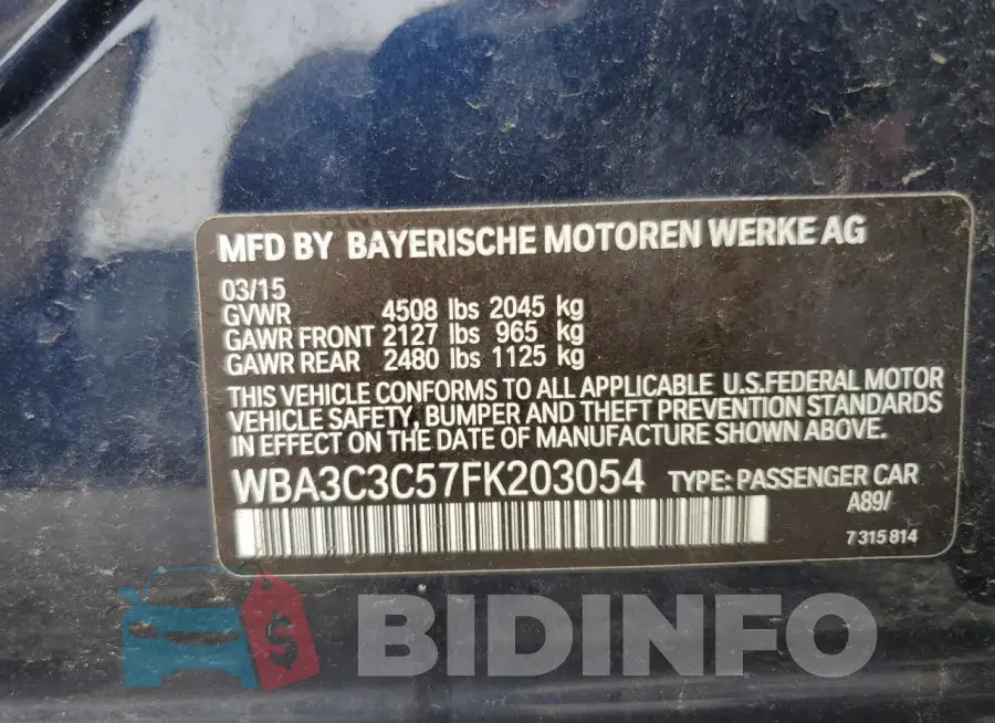 WBA3C3C57FK203054 Photo# 12