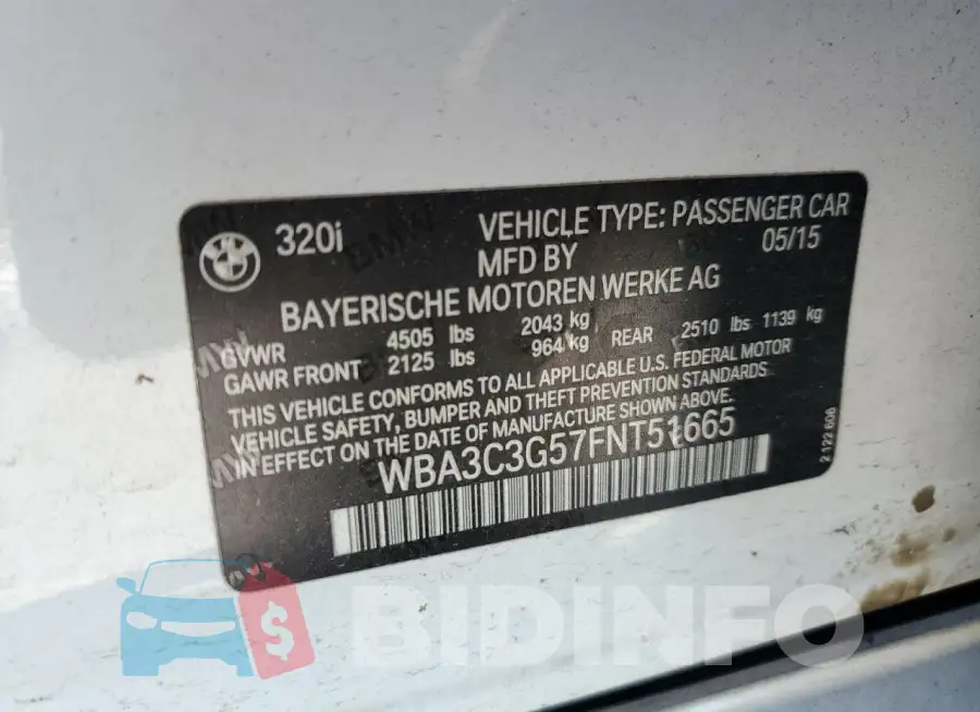 WBA3C3G57FNT51665 Photo# 12