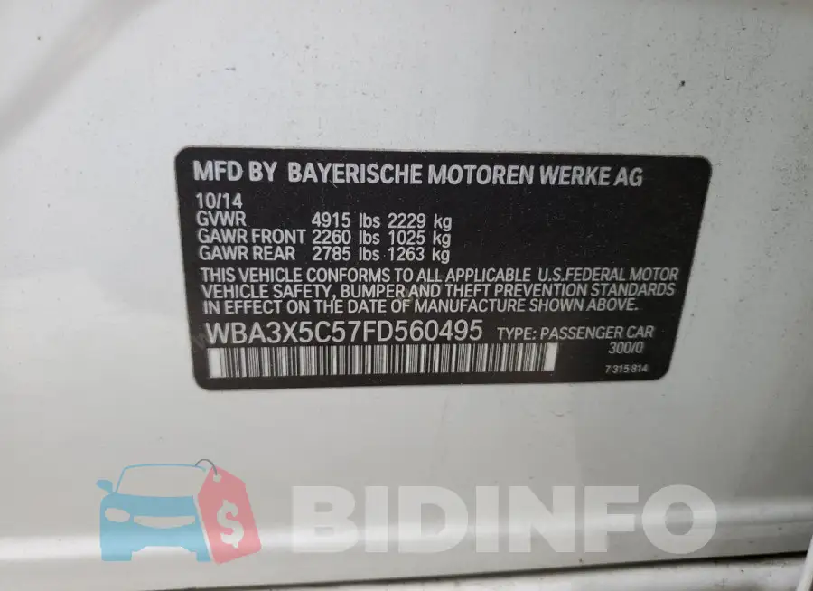 WBA3X5C57FD560495 Photo# 12