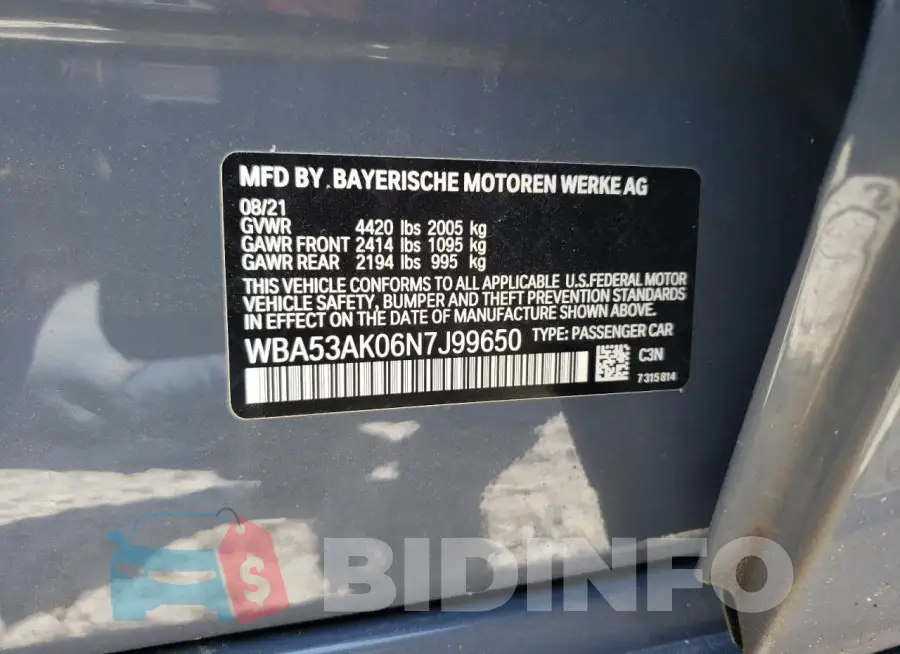 WBA53AK06N7J99650 Photo# 12