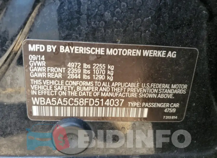 WBA5A5C58FD514037 Photo# 12