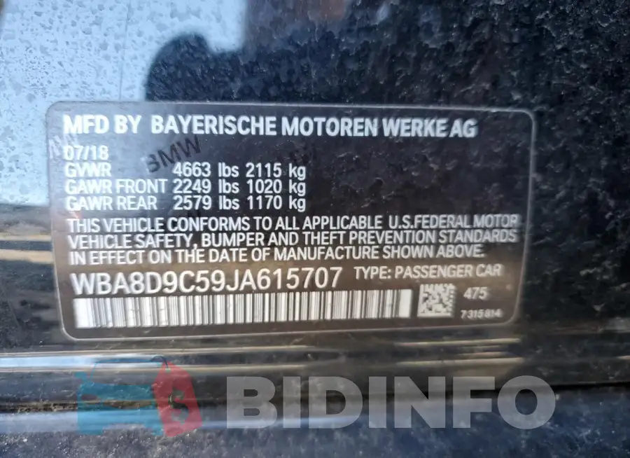 WBA8D9C59JA615707 Photo# 12