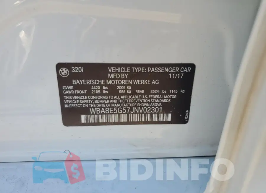 WBA8E5G57JNV02301 Photo# 12