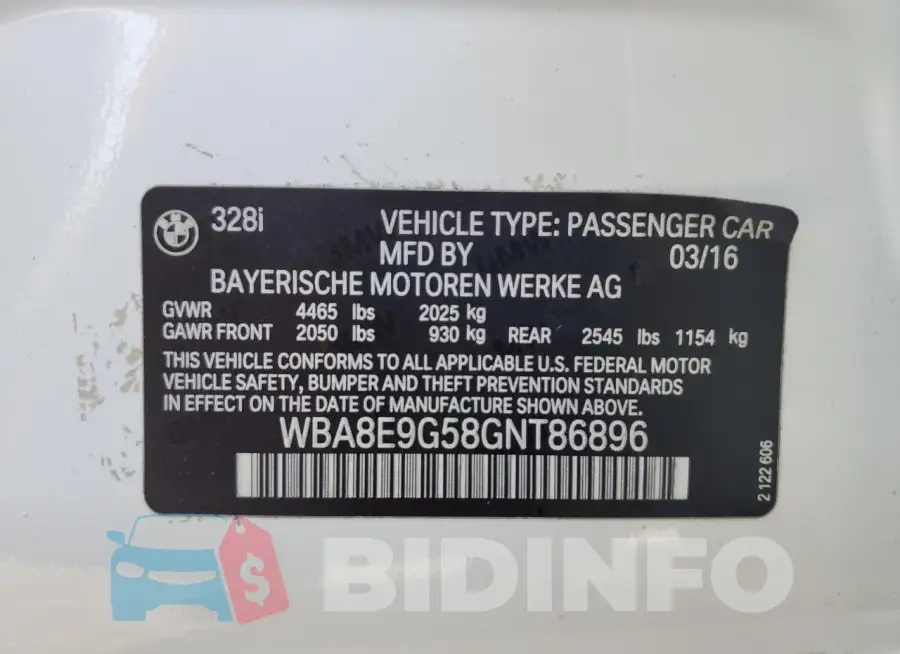 WBA8E9G58GNT86896 Photo# 12