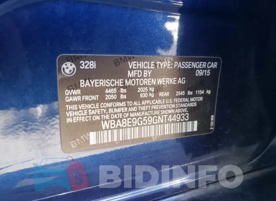 WBA8E9G59GNT44933 Photo# 12