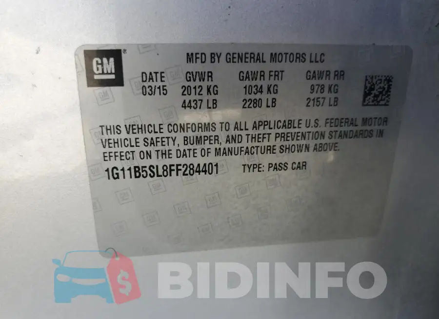 1G11B5SL8FF284401 Photo# 12