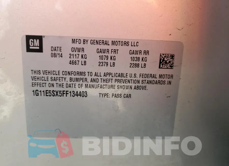 1G11E5SX5FF134403 Photo# 12