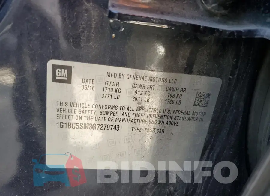 1G1BC5SM3G7279743 Photo# 12
