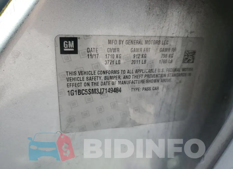 1G1BC5SM3J7149484 Photo# 13