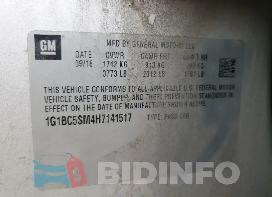 1G1BC5SM4H7141517 Photo# 13