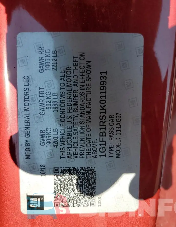1G1FB1RS1K0119931 Photo# 12