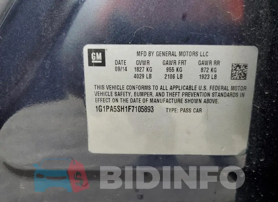1G1PA5SH1F7105893 Photo# 12