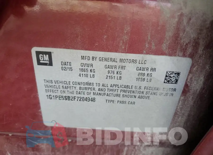 1G1PE5SB2F7204948 Photo# 12