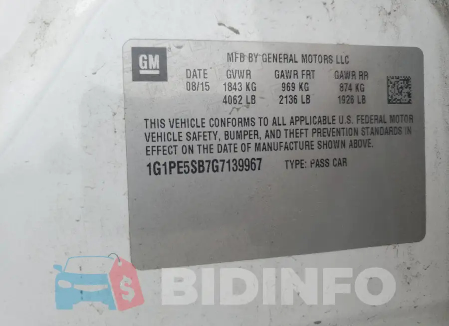 1G1PE5SB7G7139967 Photo# 12