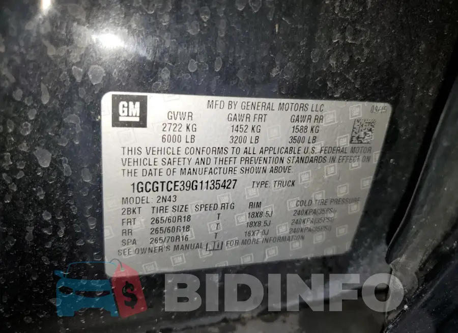 1GCGTCE39G1135427 Photo# 13