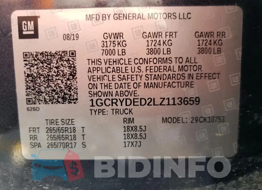 1GCRYDED2LZ113659 Photo# 12