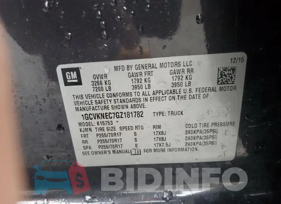 1GCVKNEC7GZ181782 Photo# 12