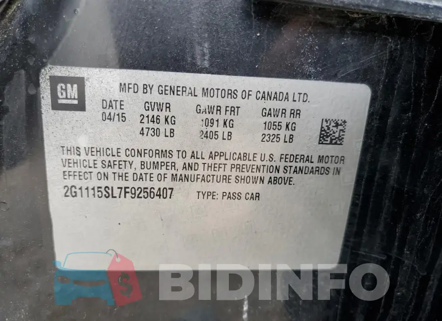 2G1115SL7F9256407 Photo# 12