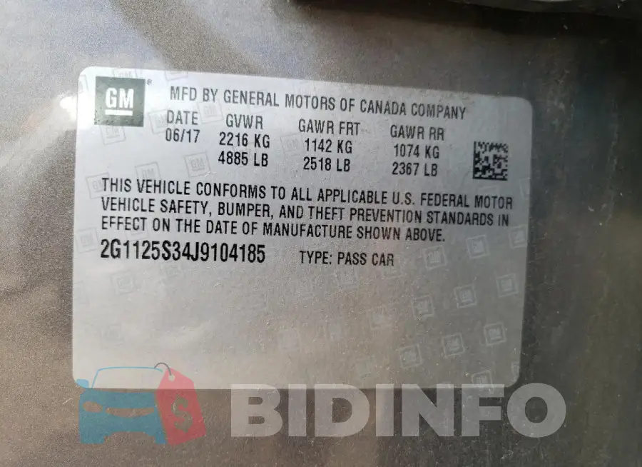 2G1125S34J9104185 Photo# 12