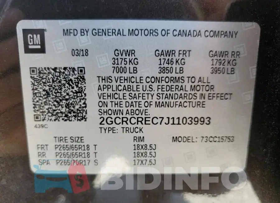2GCRCREC7J1103993 Photo# 12