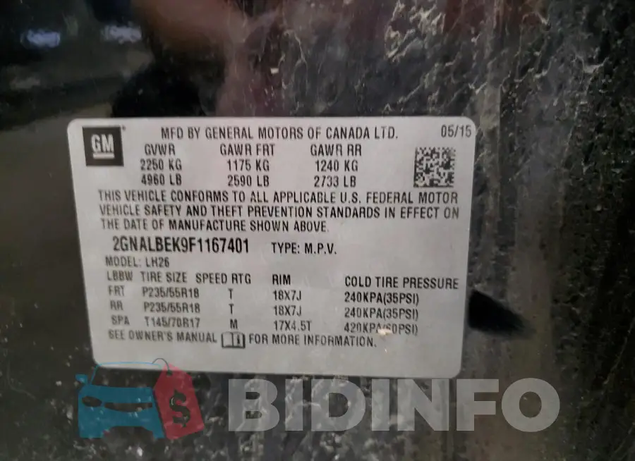2GNALBEK9F1167401 Photo# 13