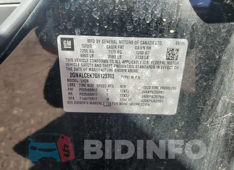 2GNALCEK7G6123763 Photo# 13