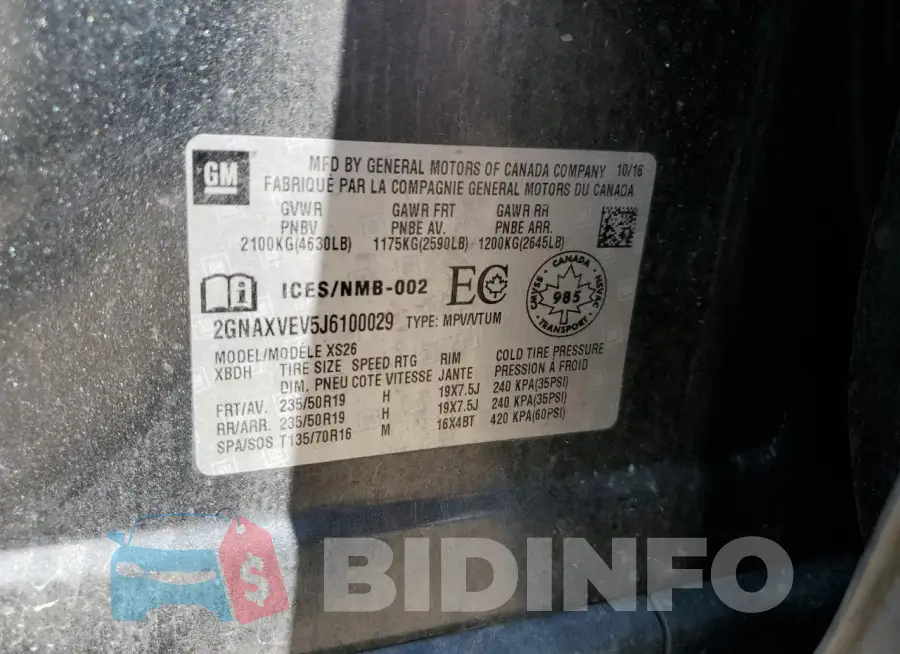 2GNAXVEV5J6100029 Photo# 13